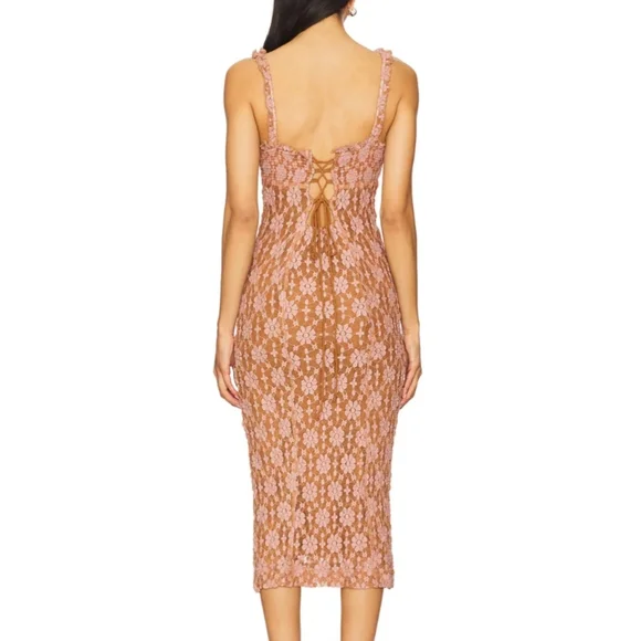 Free People Pink and Brown Midi Dress - Picture 5 of 9
